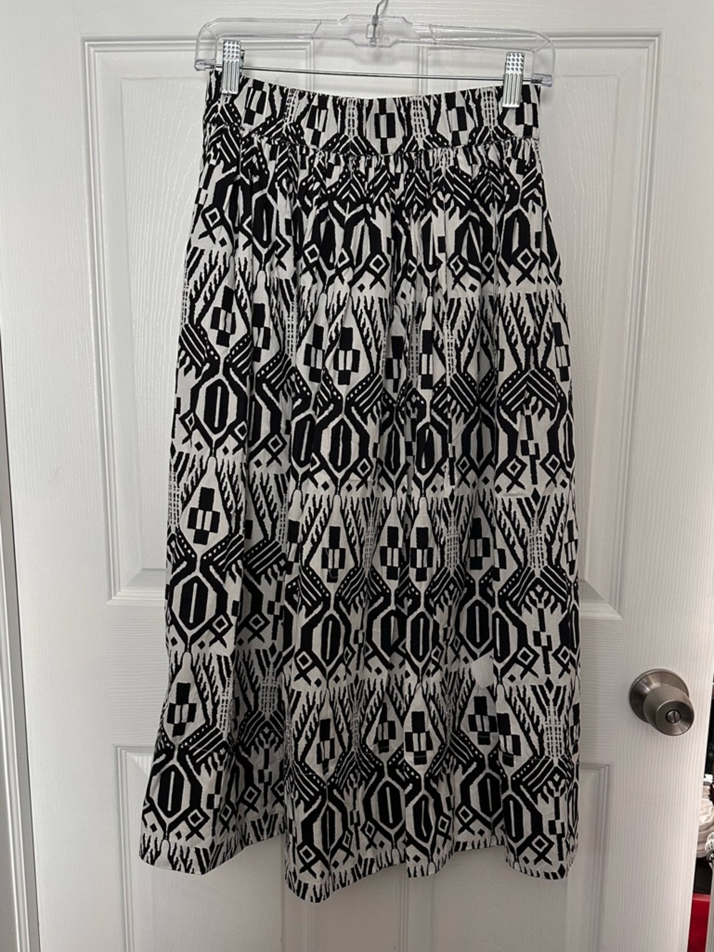 Women’s Piombo Cotton Black and White Geometric Maxi Skirt W/Pockets NWT Sz: S